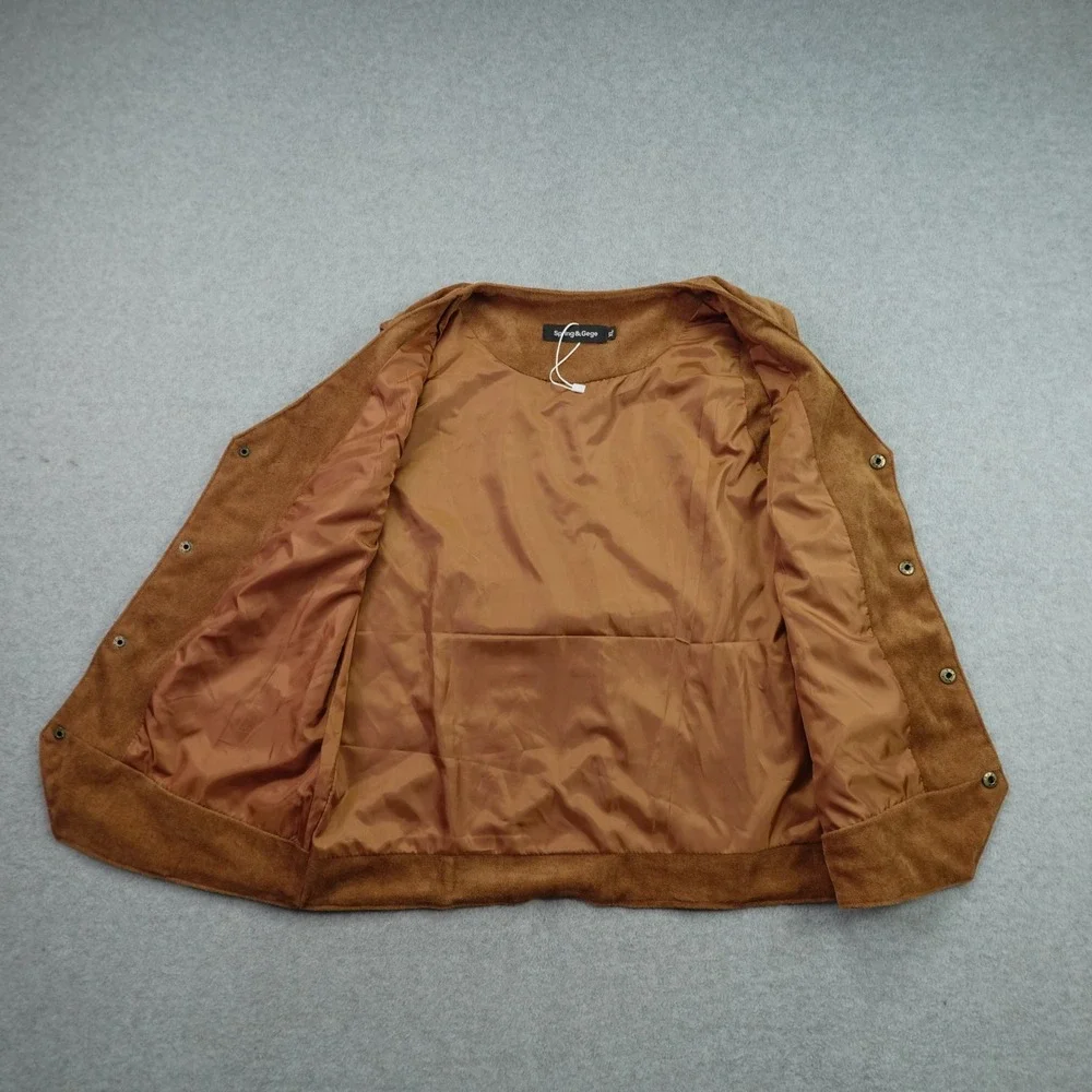 Spring & Gege Vest Boys XL Brown  Faux Suede Western Cowboy Snap Button